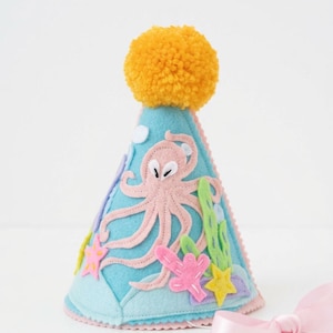 Sea Octopus Felt Birthday Hat, Octopus Party Crown, Cake Smash Prop