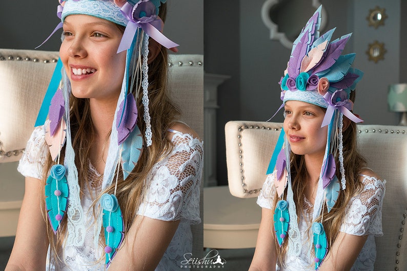 Purple Princess Crown Indian Feather 