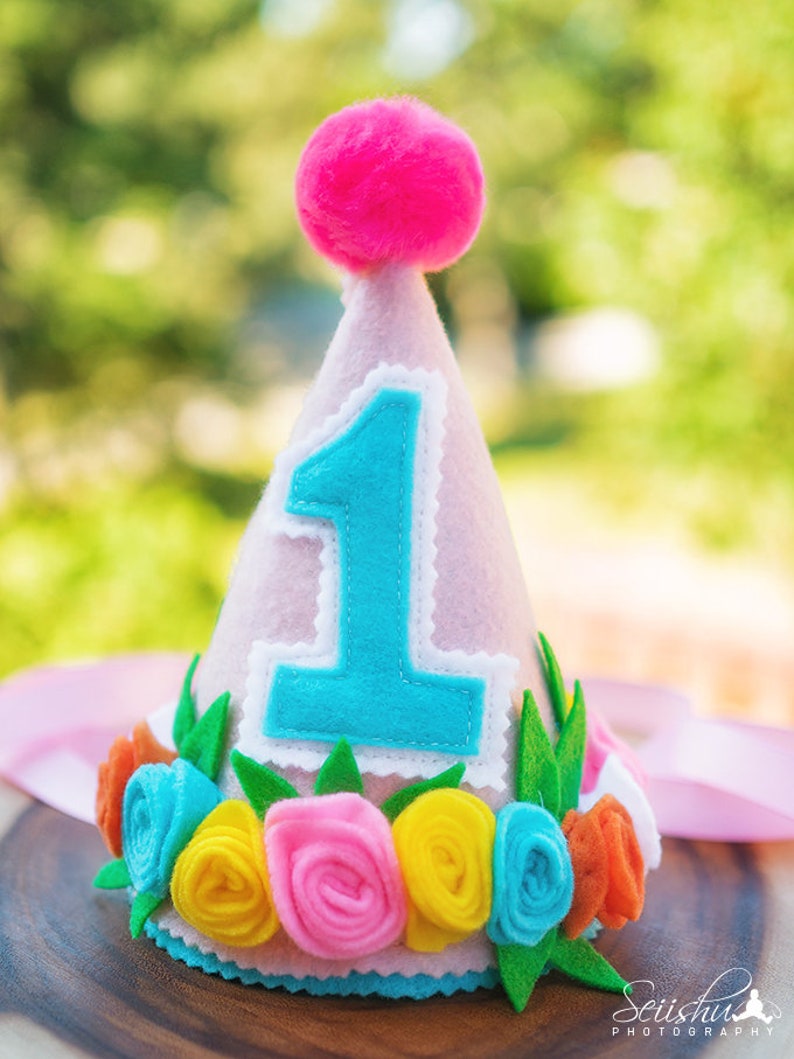 Flower Hat Flowers 1st Birthday Floral Party Hat Floral Etsy