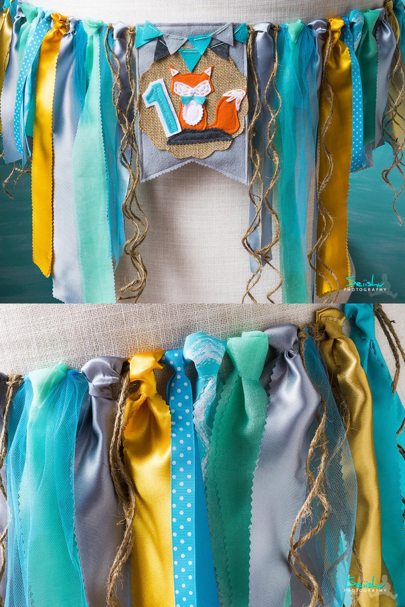 Silver Gold Banner Fox Birthday Banner Fox Birthday Crown Gold Banner Fox Party WOODLAND FOX Banner 1s Birthday Fox Fox Party Decor
