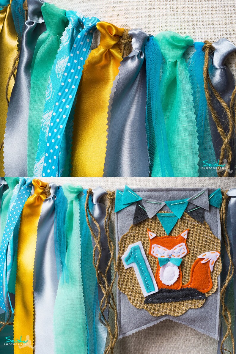 Silver Gold Banner Fox Birthday Banner Fox Birthday Crown Gold Banner Fox Party WOODLAND FOX Banner 1s Birthday Fox Fox Party Decor