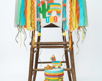Fiesta Pinata Banner, First Birthday Highchair Decor, Custom Name Banner