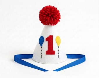 Balloon Birthday Party  Hat and Banner, First Birthday Highchair Decor