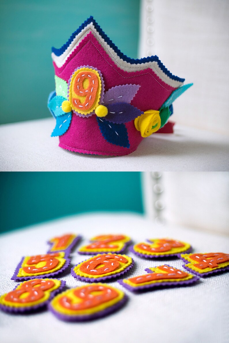 rainbow birthday crown with number set 1 9 etsy