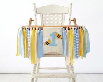 Bee 1st Birthday High Chair Banner, Honeybee Cake Smash