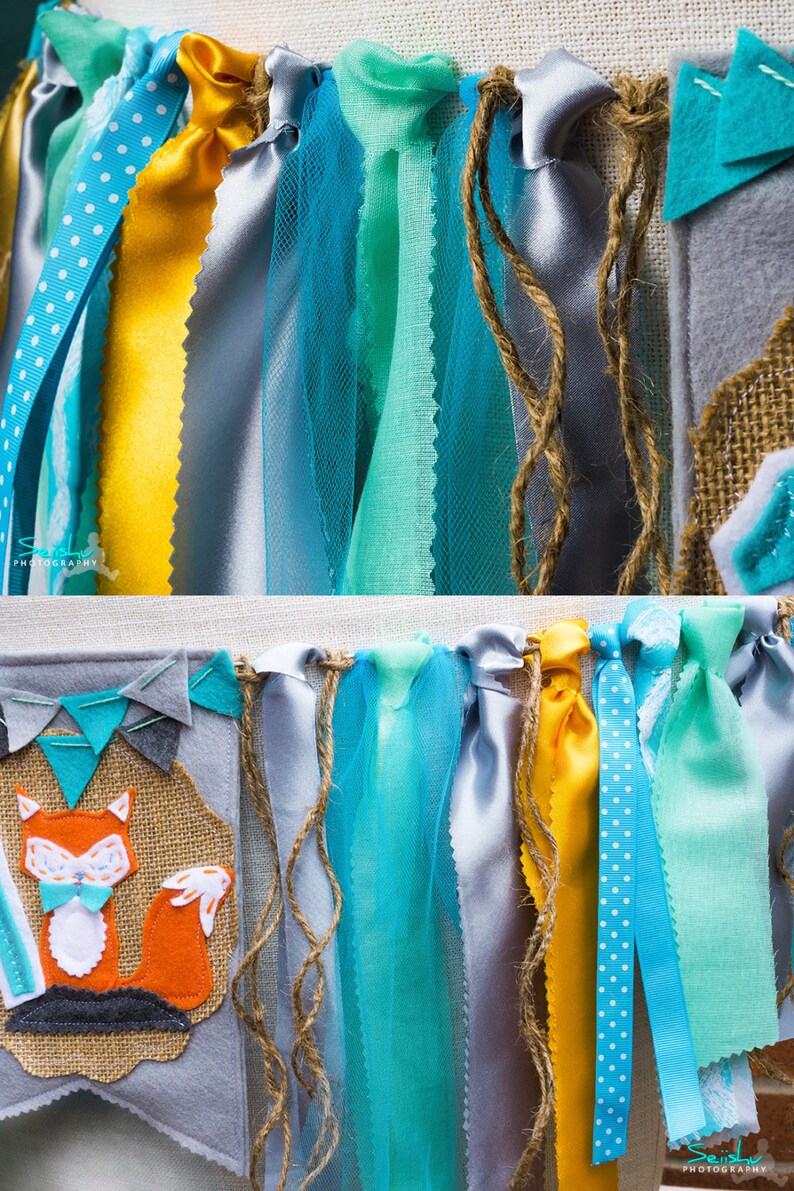 Silver Gold Banner Fox Birthday Banner Fox Birthday Crown Gold Banner Fox Party WOODLAND FOX Banner 1s Birthday Fox Fox Party Decor