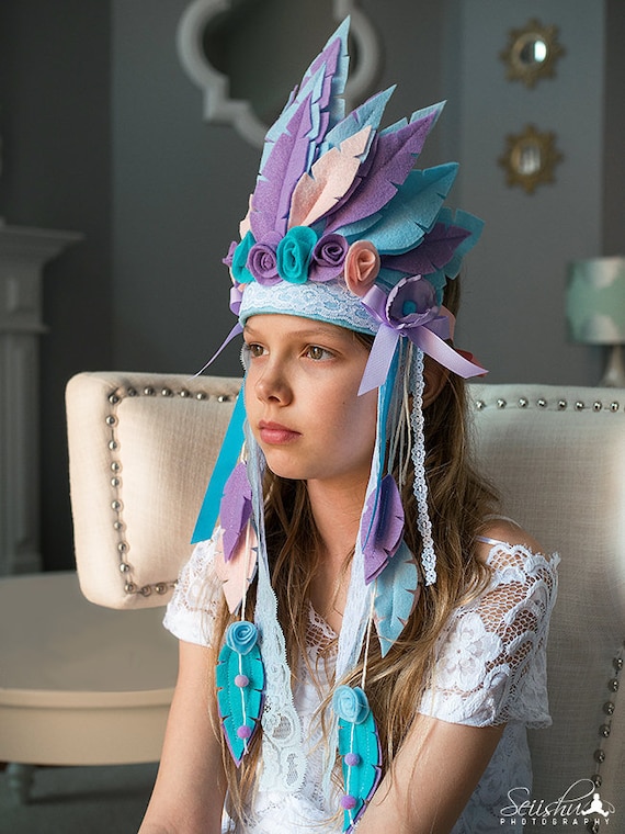 Purple Princess Crown Indian Feather 