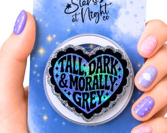 Glitter Heart Phone Grip, Magnetic MagSafe, Adhesive Stick-On Holder