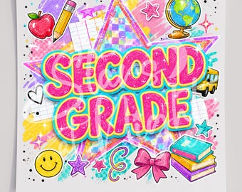 2nd Grade DTF T-Shirt Transfer, Ready To Press, School Apparel Decoration