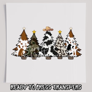 Rindsleder Weihnachtsbäume T-Shirt Transfer, bereit zum Pressen, Siebdruck Transfer, Weihnachten DTF, Weihnachtstransfer, DTF, Weihnachten