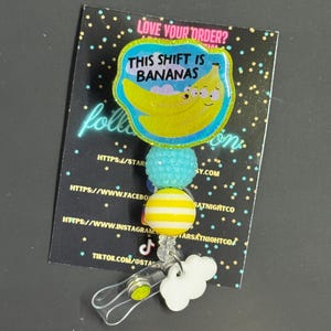 This Shift Is Bananas Badge Reel, Badge Reel, Glitter Badge Reel, Nurse Badge Reel, Beaded Badge Reel, Banana Badge Reel, Funny Badge Reel