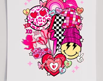 Retro Valentines T-Shirt Transfer, Ready To Press Transfer, Screen Print Transfer, Valentines DTF, Valentines Transfer