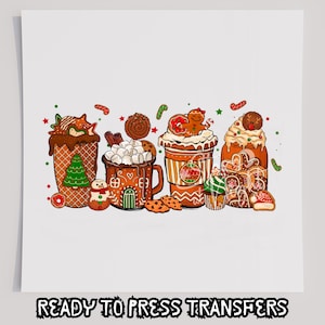 Lebkuchen Kaffee T-Shirt Transfer, bereit zum Pressen Transfer, Siebdruck Transfer, Weihnachten DTF, Weihnachtstransfer, DTF