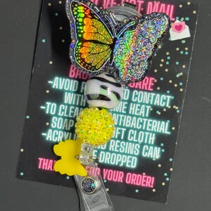 Porta badge a farfalla, porta badge glitterato, porta badge per infermiere, porta badge per insegnanti, porta badge, accessori per porta badge, badge intercambiabile