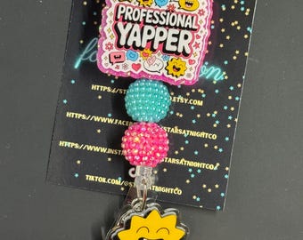 Professional Yapper Badge Reel, Funny Badge Reel, Beaded Badge Reel, Nurse Badge Reel, Glitter Badge Reel, Cute Badge Reel