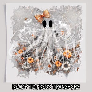 Lace Spiderweb Ghost DTF T-Shirt Transfer, Ready To Press Transfer, Screen Print Transfer, Halloween Transfer, DTF, Ghost DTF