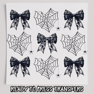 Halloween Coquette Spiderweb Bow DTF T-Shirt Transfer, Ready To Press Transfer, Screen Print Transfer, Halloween Transfer, Halloween DTF