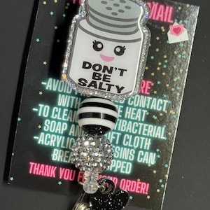 Don't Be Salty Abzeichen Reel, Salty Badge Reel, Glitter Badge Reel, Perlen Abzeichen Reel, Krankenschwester Badge Reel, Lehrer Badge Reel, Badge Reel
