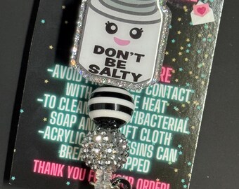 Don’t Be Salty Badge Reel, Salty Badge Reel, Glitter Badge Reel, Beaded Badge Reel, Nurse Badge Reel, Teacher Badge Reel, Badge Reel