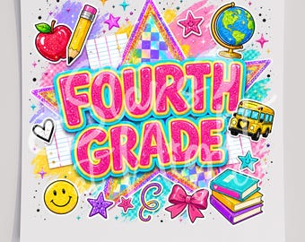 4th Grade DTF T-Shirt Transfer, Ready To Press, School Apparel Decoration