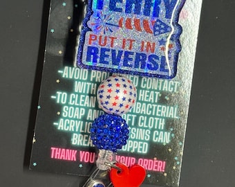 Back It Up Terry Beaded Badge Reel, 4th of July Nurse Badge