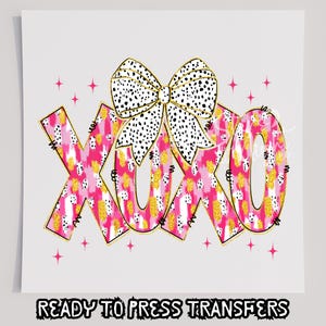 Faux Glitter XOXO With Bow T-Shirt Transfer, Ready To Press Transfer, Screen Print Transfer, Valentines DTF, Valentines Transfer, DTF