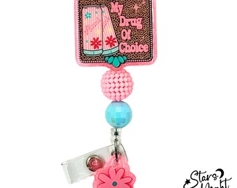 Energy Drink Badge Reel, Retro Cowgirl Retractable Holder, Nurse CNA Teacher Accessory