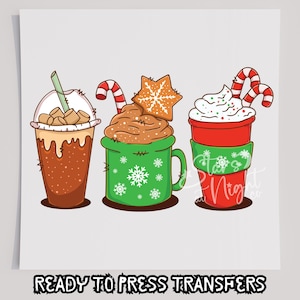 Christmas Coffee Iced Latte DTF T-Shirt Transfer, Ready To Press Transfer, Screen Print Transfer, Christmas DTF, Christmas Transfer
