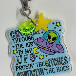 UFO alien keychain, keychain, acrylic keychain, funny keychain, cute keychain