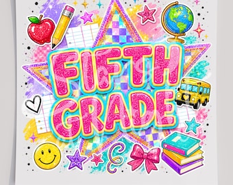 5th Grade DTF T-Shirt Transfer, Ready To Press, School Apparel Decoration
