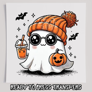 Ghost with Glasses DTF T-Shirt Transfer, Ready To Press Transfer, Screen Print Transfer, Halloween Transfer, Halloween DTF Transfers, DTF