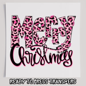 Merry Christmas Hot Pink T-Shirt Transfer, Ready To Press Transfer, Screen Print Transfer, Christmas DTF, Christmas Transfer, DTF