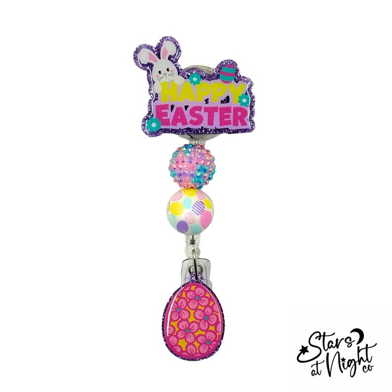 Happy Easter Bunny Badge Reel, Bunny Badge Reel, Rabbit Badge Reel ...