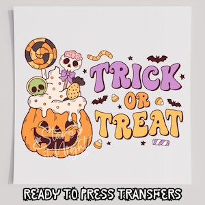 Trick Or Treat DTF T-Shirt Transfer, Ready To Press Transfer, Screen Print Transfer, Halloween Transfer, DTF