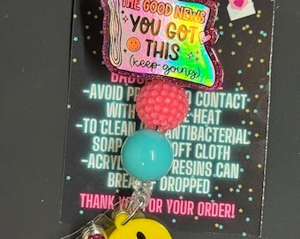 The Good News You Got This Badge Reel, Mental Health Badge Reel, Mental Health, Brain Badge Reel, Nurse Badge Reel, Glitter Badge Reel