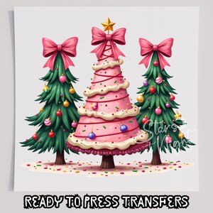 Kokette Weihnachtsbäume T-Shirt Bügelbild, bereit zum Aufbügeln, Siebdruck Transfer, Weihnachten DTF, Weihnachtstransfer, DTF