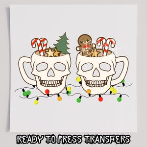 Christmas Skeleton Coffee T-Shirt Transfer, Ready To Press Transfer, Screen Print Transfer, Christmas DTF, Christmas Transfer, DTF