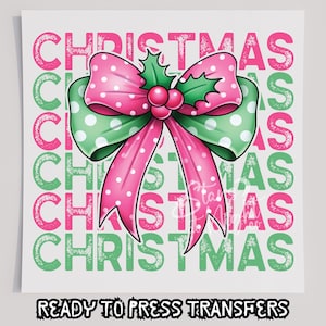 Christmas Pink & Green T-Shirt Transfer, Ready To Press Transfer, Screen Print Transfer, Christmas DTF, Christmas Transfer, DTF, Christmas