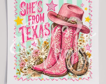 Country Western Texas DTF Ready To Press Transfer Cowgirl