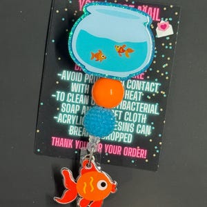 Fish Bowl Badge Reel, Summer Badge Badge Reel, Aquarium Badge Reel, Fish Badge Reel, Glitter Badge Reel, Nurse Badge Reel, Goldfish Badge