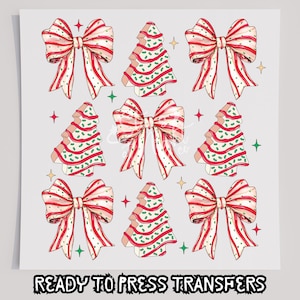 Weihnachtssnack & Schleifen T-Shirt Transfer, bereit zum Pressen Transfer, Siebdruck Transfer, Weihnachten DTF, Weihnachtstransfer, DTF, Weihnachten