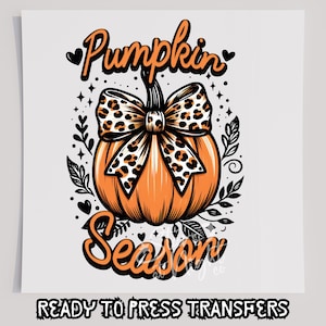 Pumpkin Season Leopard Bow DTF T-Shirt Transfer, Ready To Press Transfer, Screen Print Transfer, Fall Transfer, DTF, Thanksgiving