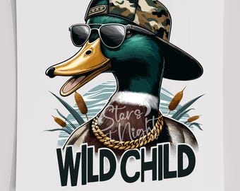 Wild Kind Ente T-Shirt Transfer, bereit zum Pressen Transfer, Siebdruck Transfer, DTF, direkt zum Film, lustig