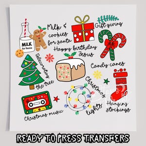 Retro Weihnachtsartikel T-Shirt Transfer, bereit zum Pressen, Siebdruck Transfer, Weihnachten DTF, Weihnachtstransfer, DTF