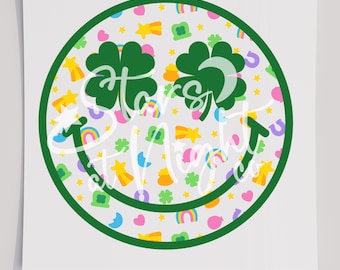 Lucky Charm Smiley Face T-Shirt Transfer, Ready To Press Transfer, Screen Print Transfer, St Patty's DTF, St Patty's Transfers