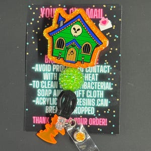 Skull Haunted House Badge Reel, Halloween Badge Reel, Nurse Badge Reel, Beaded Badge Reel, Glitter Badge Reel, Spooky Badge Reel, Halloween