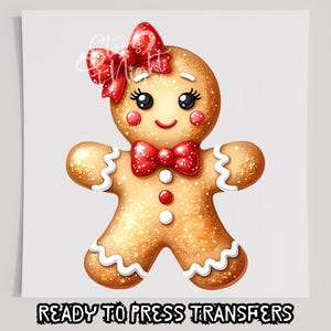 Faux Glitter Gingerbread Girly T-Shirt Transfer, Ready To Press Transfer, Screen Print Transfer, Christmas DTF, Christmas Transfer, DTF