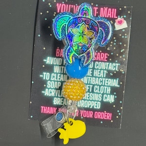 Hawaiian Sea Turtle Badge Reel, Turtle Badge Reel, Glitter Badge Reel, Beaded Badge Reel, Badge Reel, Nurse Badge Reel, Summer Badge Reel