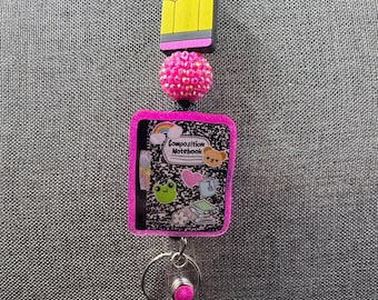 Composition Notebook Teacher Lanyard, Glitter School Lanyard