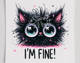 Transfer na koszulkę z napisem „I'm Fine Cat Head”, gotowy do naciśnięcia transfer, transfer sitodrukowy, DTF, bezpośrednio na film, zabawny